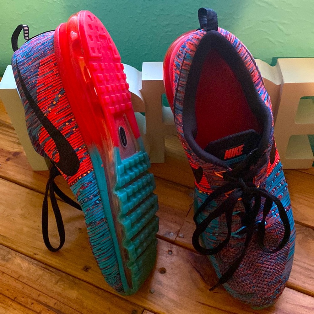 Nike Air Max FlyKnit Sneaker- Blue Lagoon/Crimson